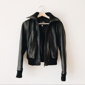 Genuine Italian Leather Bomber Moto Jacket
